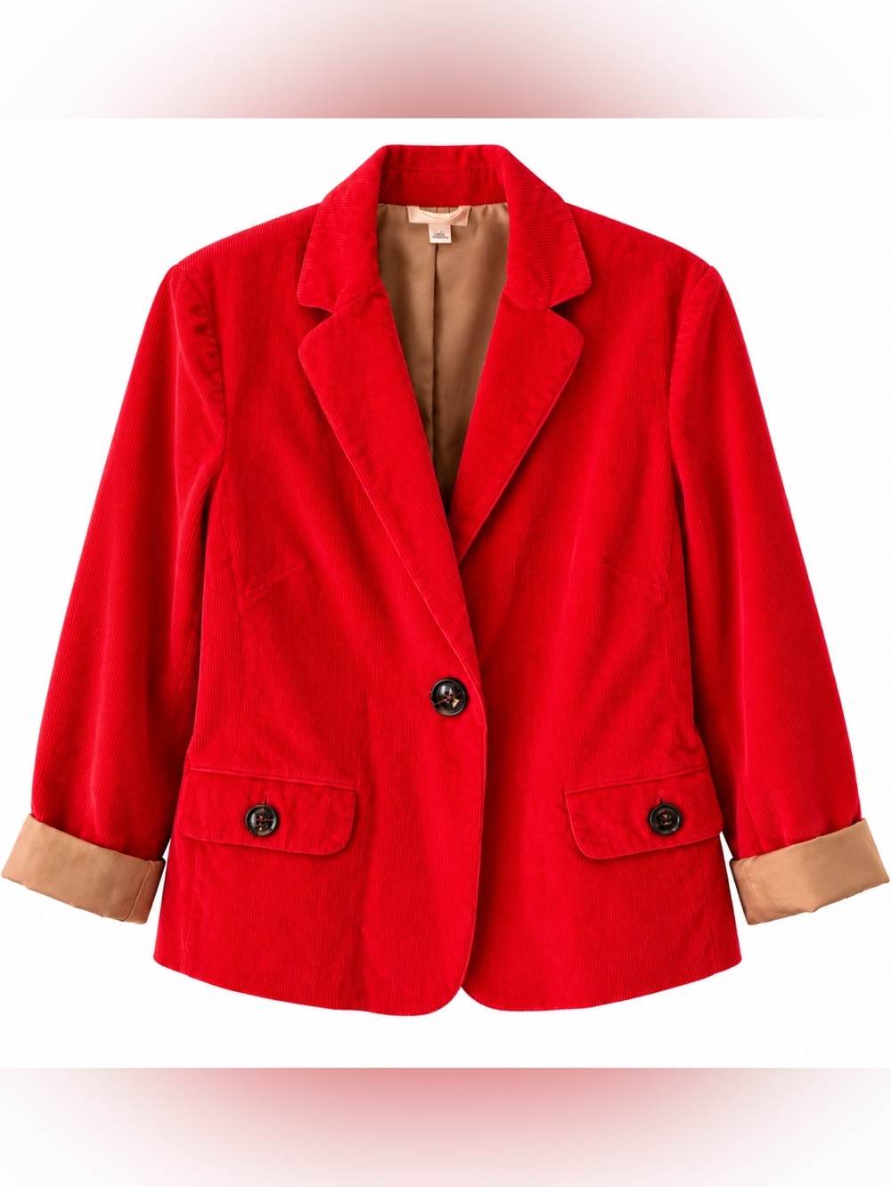 Talbots Red Corduroy Blazer with Contrast Cuffs